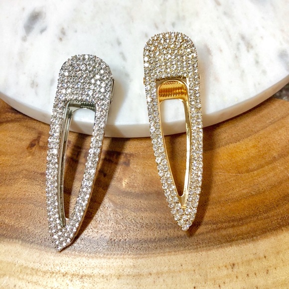 Accessories - 2 Piece Gold Silver Crystal Barrette Hair Clip